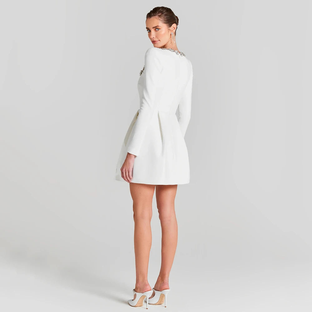 VELVET JEWEL MINI DRESS* WHITE