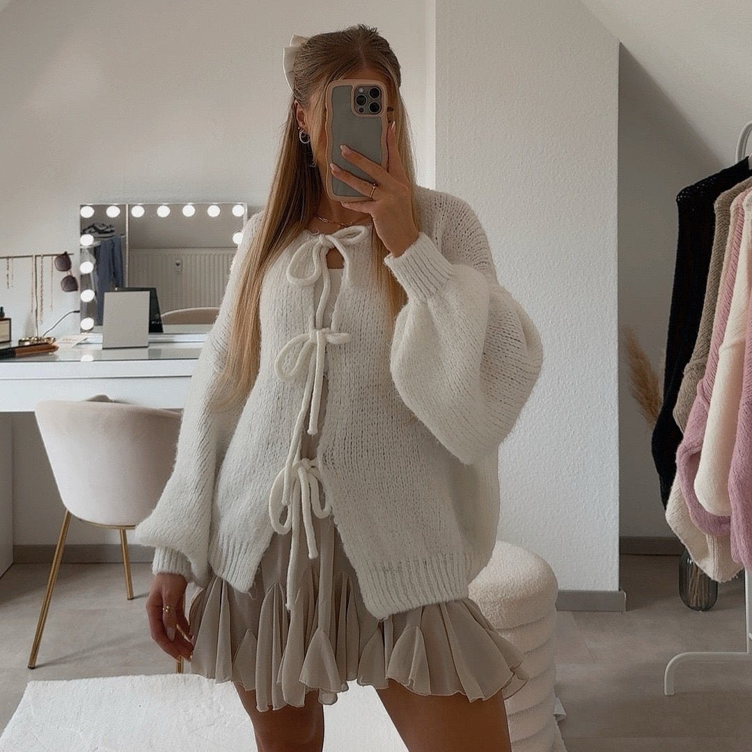 Oversized CozyGlam Cardigan with Bows