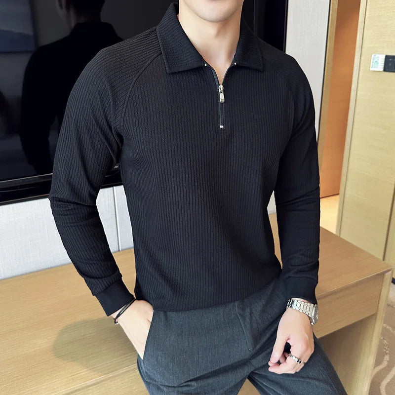 Men's Elastic Polo Sweater