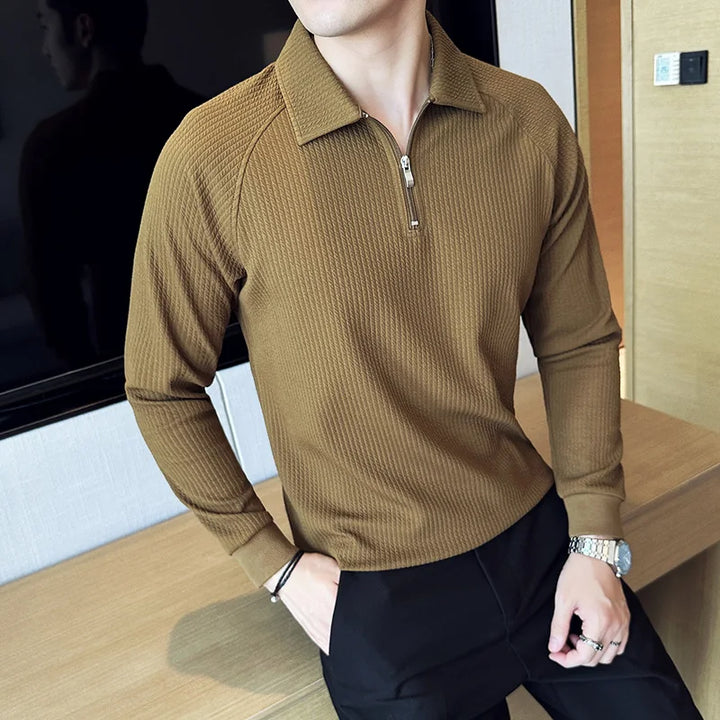 Men's Elastic Polo Sweater