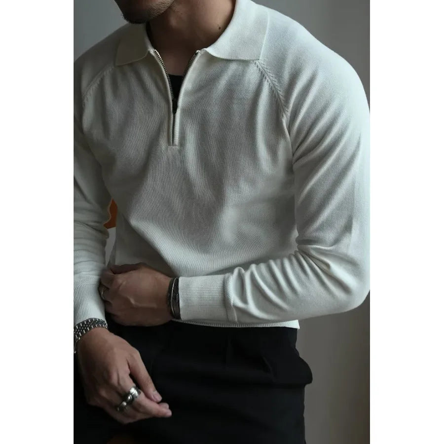 Retro Knit Polo Sweater