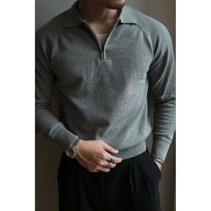 Retro Knit Polo Sweater